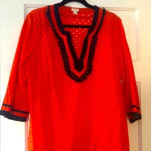 J crew Orange Lace V Neck Tunic